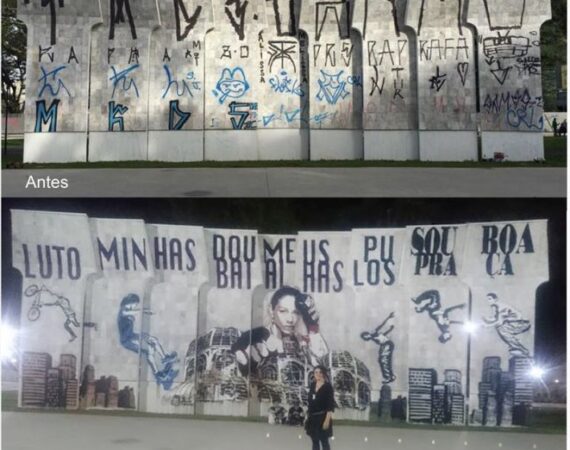 Grafite combate o vandalismo na Praça Afonso Botelho - Curitiba PR