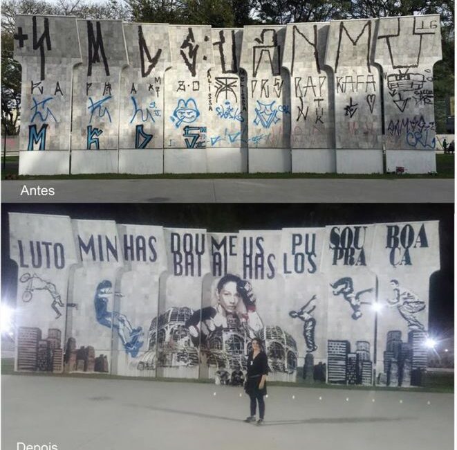 Grafite combate o vandalismo na Praça Afonso Botelho - Curitiba PR